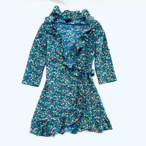 Topshop dress Women's 4 blue green mini wrap floral ruffle feminine cottagecore